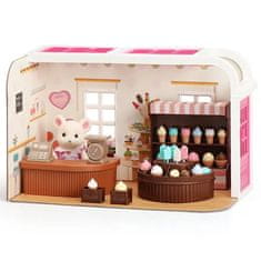 HABARRI Domeček pro panenky, figurky s nábytkem - zmrzlinárna