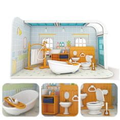 HABARRI Domeček pro panenky, figurky s nábytkem - koupelna