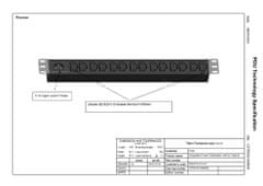 Triton Rozvodný panel 19“ 1U; 14 x IEC320 C13 zásuvka max. 10 A; IEC C14 zásuvka max. 10 A; bez přívodního kabelu