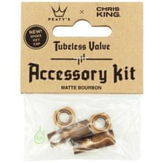 Peaty's Čepičky X Chris King MK2 Tubeless Valves Accessory Kit - 1 pár, bourbon