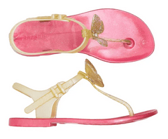 Zhoelala , bílo - růžové sandály s motýlem, zl-bf02 39