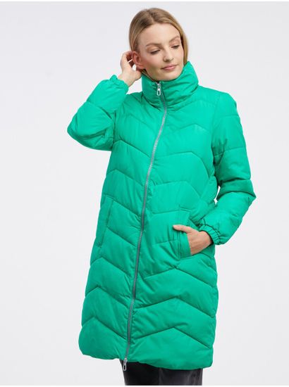 Vero Moda Zelený dámský zimní prošívaný kabát VERO MODA Liga
