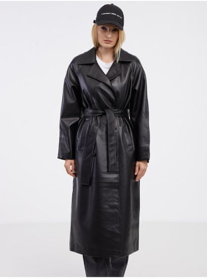 ONLY Černý dámský koženkový kabát ONLY Sofia