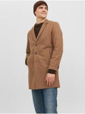 Jack&Jones Hnědý pánský kabát s příměsí vlny Jack & Jones Morrison XL