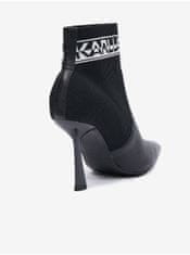 Karl Lagerfeld Černé dámské kotníkové boty na podpatku s koženými detaily KARL LAGERFELD Pandara 36