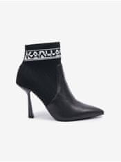 Karl Lagerfeld Černé dámské kotníkové boty na podpatku s koženými detaily KARL LAGERFELD Pandara 36