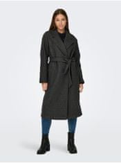 Jacqueline de Yong Tmavě šedý dámský žíhaný kabát JDY Viola L