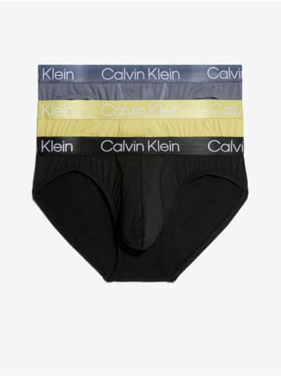 Calvin Klein Sada tří pánských slipů v černé, žluté a šedé barvě 3PK Calvin Klein Underwear