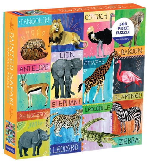 Mudpuppy Čtvercové puzzle Malované safari 500 dílků