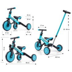 MILLY MALLY Dětská tříkolka 4v1 Optimus Plus s vodící tyčí blue