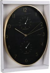 Koopman Nástěnné hodiny do obývacího pokoje černé kulaté 34 cm