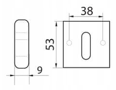GAMET Čtvercová spodní cedule s klíčem černá matná PLT-26
