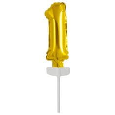 Amscan Fóliový balónek zlatý mini - zápich do dortu číslo 1 -