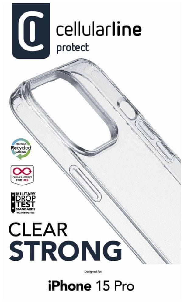 Levně CellularLine Zadní čirý kryt s ochranným rámečkem Clear Duo pro Apple iPhone 15 Pro, CLEARDUOIPH15PROT