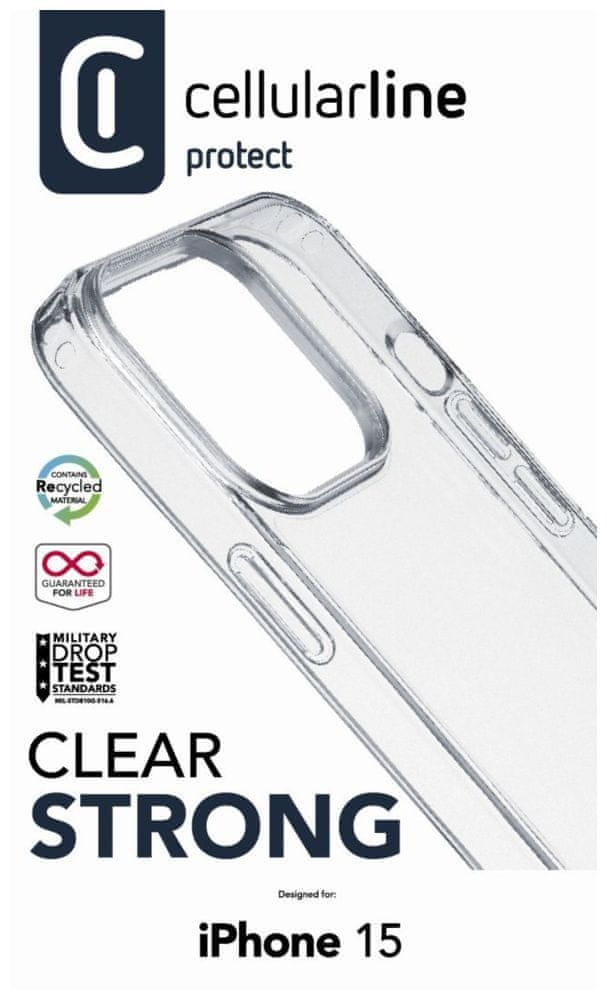 Levně CellularLine Zadní čirý kryt s ochranným rámečkem Clear Duo pro Apple iPhone 15, CLEARDUOIPH15T