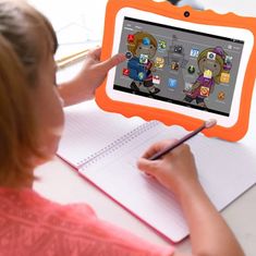 Netscroll Dětský tablet s gumovým krytem, dětský chytrý tablet pro sledování kreslených filmů, poslech pohádek, hraní vzdělávacích her, rodičovská kontrola, 7palcový displej s ochranou očí, Smarty