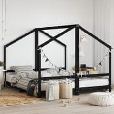 Greatstore Dětská postel černá 2x (90 x 200) cm masivní borové dřevo