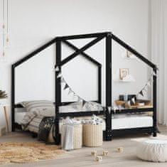 Greatstore Dětská postel černá 2x (80 x 160) cm masivní borové dřevo
