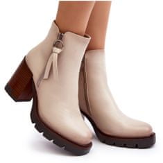 Vinceza Dámské kožené boty na podpatku béžové barvy velikost 40
