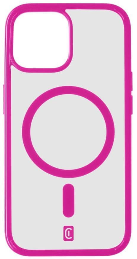 Levně CellularLine Zadní kryt Pop Mag s podporou Magsafe pro Apple iPhone 15, čirý / růžový (POPMAGIPH15F)