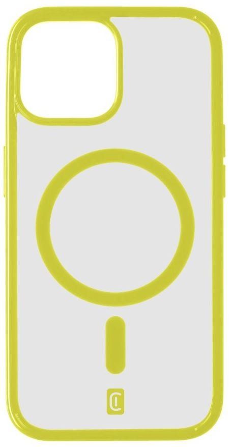 Levně CellularLine Zadní kryt Pop Mag s podporou Magsafe pro Apple iPhone 15, čirý / limetkový (POPMAGIPH15L)