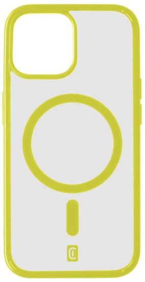 CellularLine Zadní kryt Pop Mag s podporou Magsafe pro Apple iPhone 15, čirý / limetkový (POPMAGIPH15L)