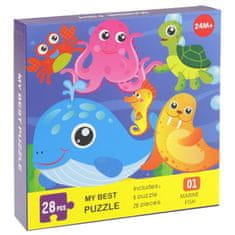 Nobo Kids Vzdělávací puzzle 28 dílků. Puzzle vodní zvířata