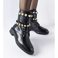 Černé perleťové zateplené boty Normand velikost 39