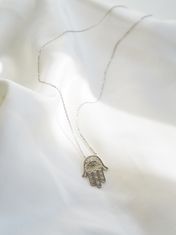 Klenoty Amber Luxusní stříbrný náhrdelník Hamsa - zirkony