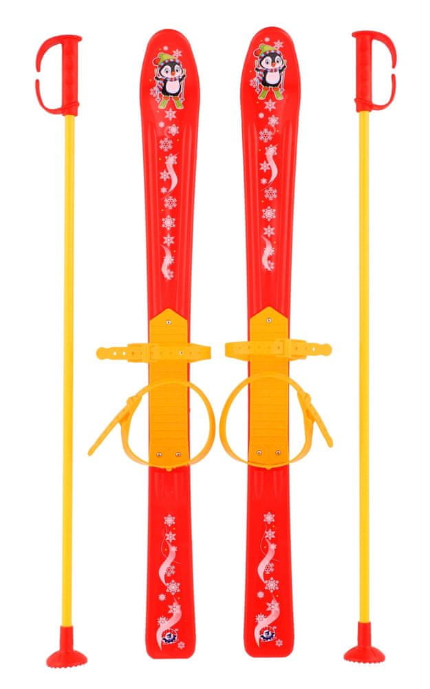 Levně Teddies Dětské lyže s hůlkami 76 cm červené