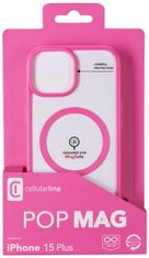 CellularLine Zadní kryt Pop Mag s podporou Magsafe pro Apple iPhone 15 Plus, čirý / růžový (POPMAGIPH15MAXF)