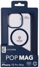 CellularLine Zadní kryt Pop Mag s podporou Magsafe pro Apple iPhone 15 Pro Max, čirý / modrý (POPMAGIPH15PRMB)