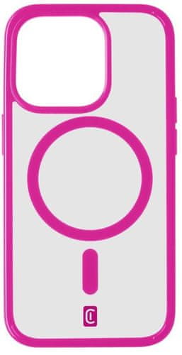 zadní kryt ochranný Cellularline Zadní kryt Pop Mag s podporou Magsafe pro Apple iPhone 15 Pro Max, čirý / růžový POPMAGIPH15PRMF