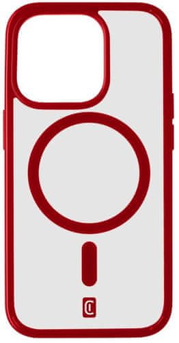 zadní kryt ochranný Cellularline Zadní kryt Pop Mag s podporou Magsafe pro Apple iPhone 15 Pro Max, čirý / červený POPMAGIPH15PRMR