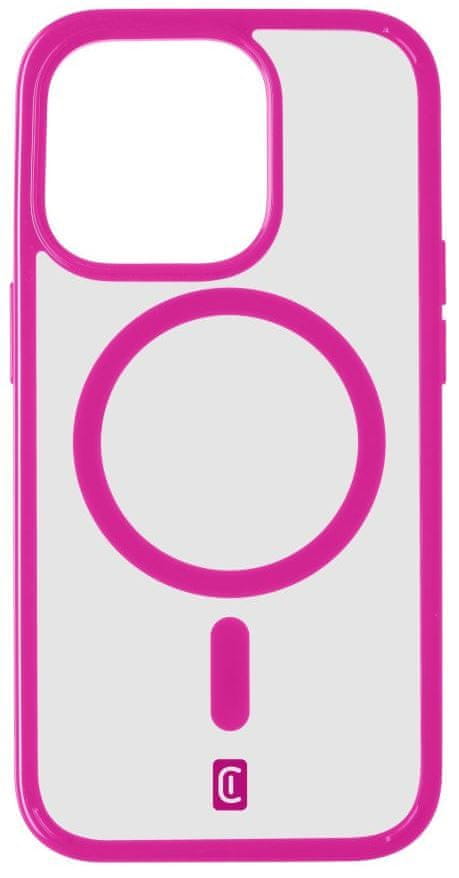 Levně CellularLine Zadní kryt Pop Mag s podporou Magsafe pro Apple iPhone 15 Pro, čirý / růžový (POPMAGIPH15PROF)