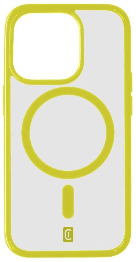 Levně CellularLine Zadní kryt Pop Mag s podporou Magsafe pro Apple iPhone 15 Pro, čirý / limetkový (POPMAGIPH15PROL)