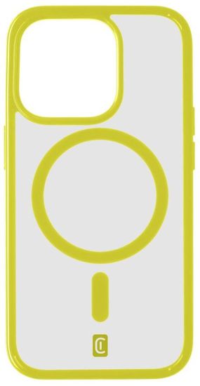 CellularLine Zadní kryt Pop Mag s podporou Magsafe pro Apple iPhone 15 Pro, čirý / limetkový (POPMAGIPH15PROL)