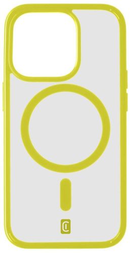 zadní kryt ochranný Cellularline Zadní kryt Pop Mag s podporou Magsafe pro Apple iPhone 15 Pro, čirý / limetkový POPMAGIPH15PROL