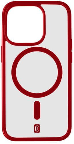 zadní kryt ochranný Cellularline Zadní kryt Pop Mag s podporou Magsafe pro Apple iPhone 15 Pro, čirý / červený POPMAGIPH15PROR