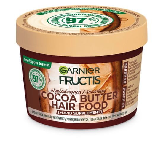shumee Fructis Cocoa Butter Hair Food vyhlazující maska pro krepaté a nepoddajné vlasy 400 ml