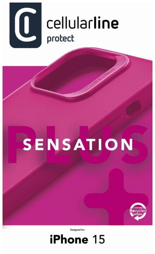 CellularLine Ochranný silikonový kryt Sensation Plus pro Apple iPhone 15, růžový (SENSPLUSIPH15P)