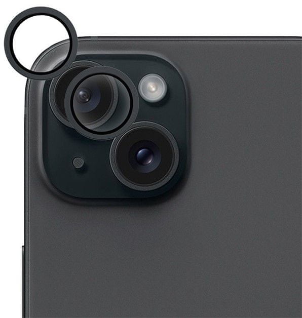 Levně EPICO hliníkové ochranné sklo na čočky fotoaparátu pro iPhone 15 / 15 Plus 81112151300012 - černá