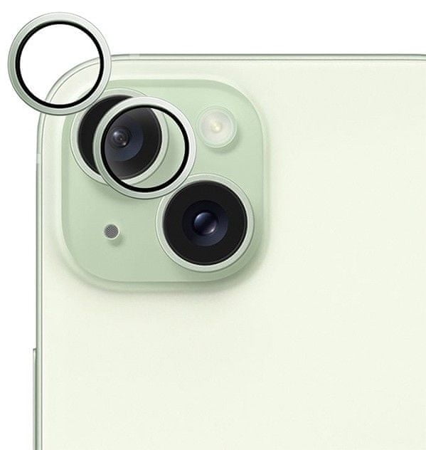 Levně EPICO hliníkové ochranné sklo na čočky fotoaparátu pro iPhone 15 / 15 Plus 81112151500001 - zelená