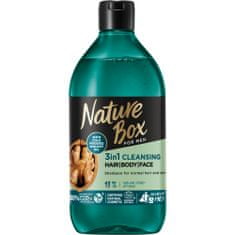 Nature Box pro muže čistící šampon s vlašským olejem 3v1 se složením 3v1 na chloupky na obličeji a těle 385ml