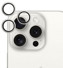 EPICO hliníkové ochranné sklo na čočky fotoaparátu pro iPhone 15 Pro / 15 Pro Max 81312152100001 - bílý titan