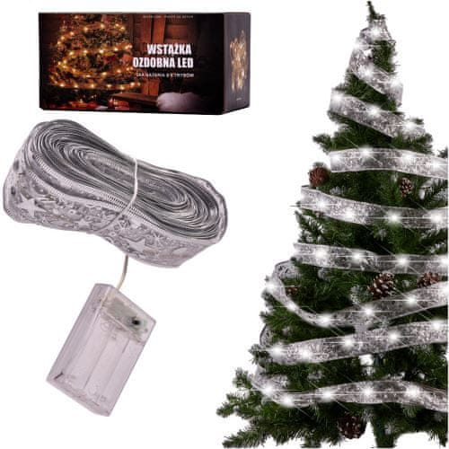 KIK LED stuha 10m 100LED vánoční stromek světla vánoční dekorace studená bílá s bateriemi