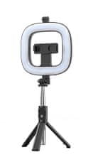 TopQ Bluetooth selfie tyč Ring Light P20D s LED osvětlením černá 110303