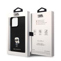 Karl Lagerfeld  Liquid Silicone Metal Ikonik Zadní Kryt pro iPhone 15 Pro Max Black