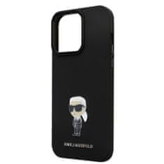 Karl Lagerfeld  Liquid Silicone Metal Ikonik Zadní Kryt pro iPhone 15 Pro Max Black