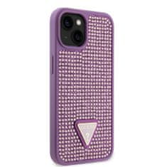 Guess  Rhinestones Triangle Metal Logo Kryt pro iPhone 15 Purple